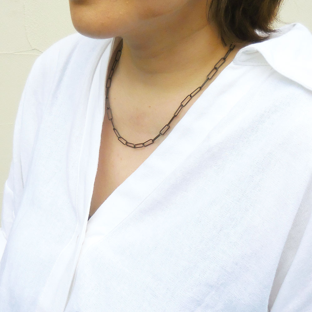 シルバーネックレス：クリップチェーン：ブラックルテニウムメッキ