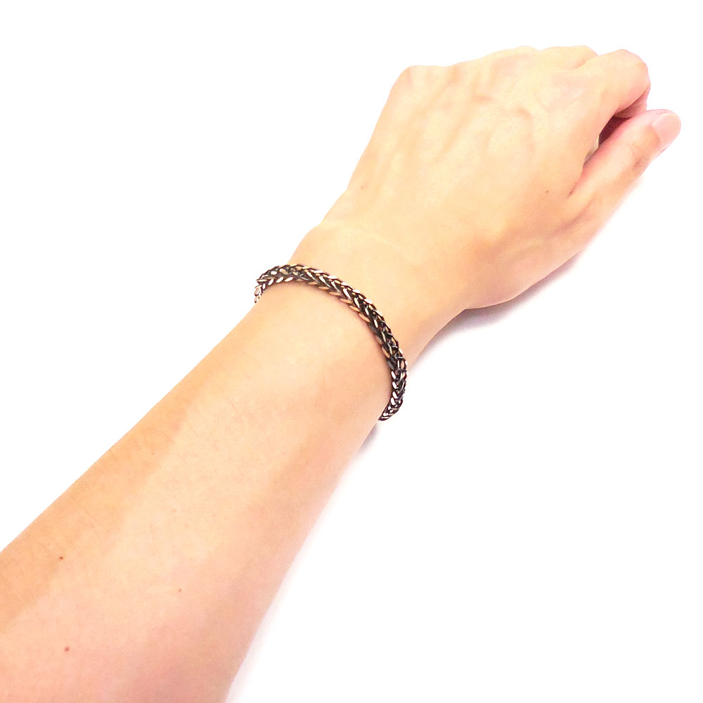 シルバーブレスレット：ダブルキヘイチェーン：ブラックルテニウムメッキ