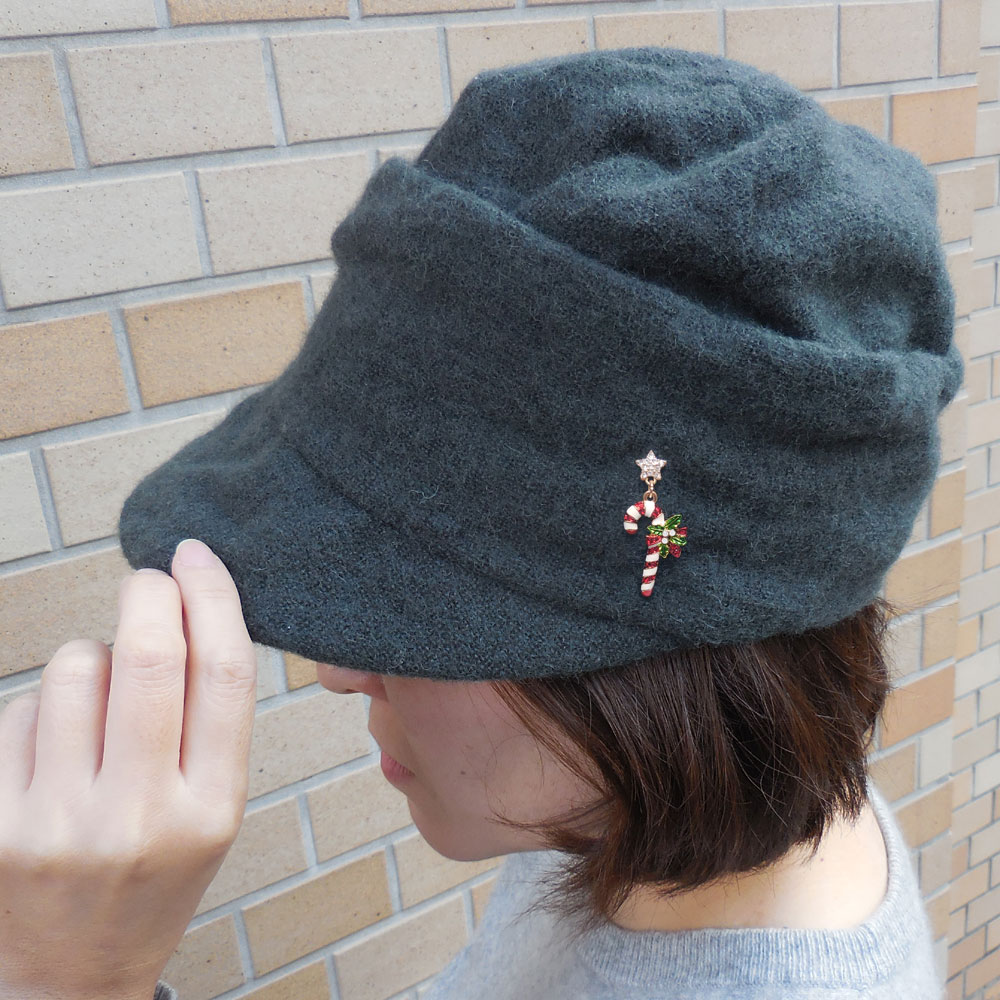 クリスマスステッキのピンブローチ