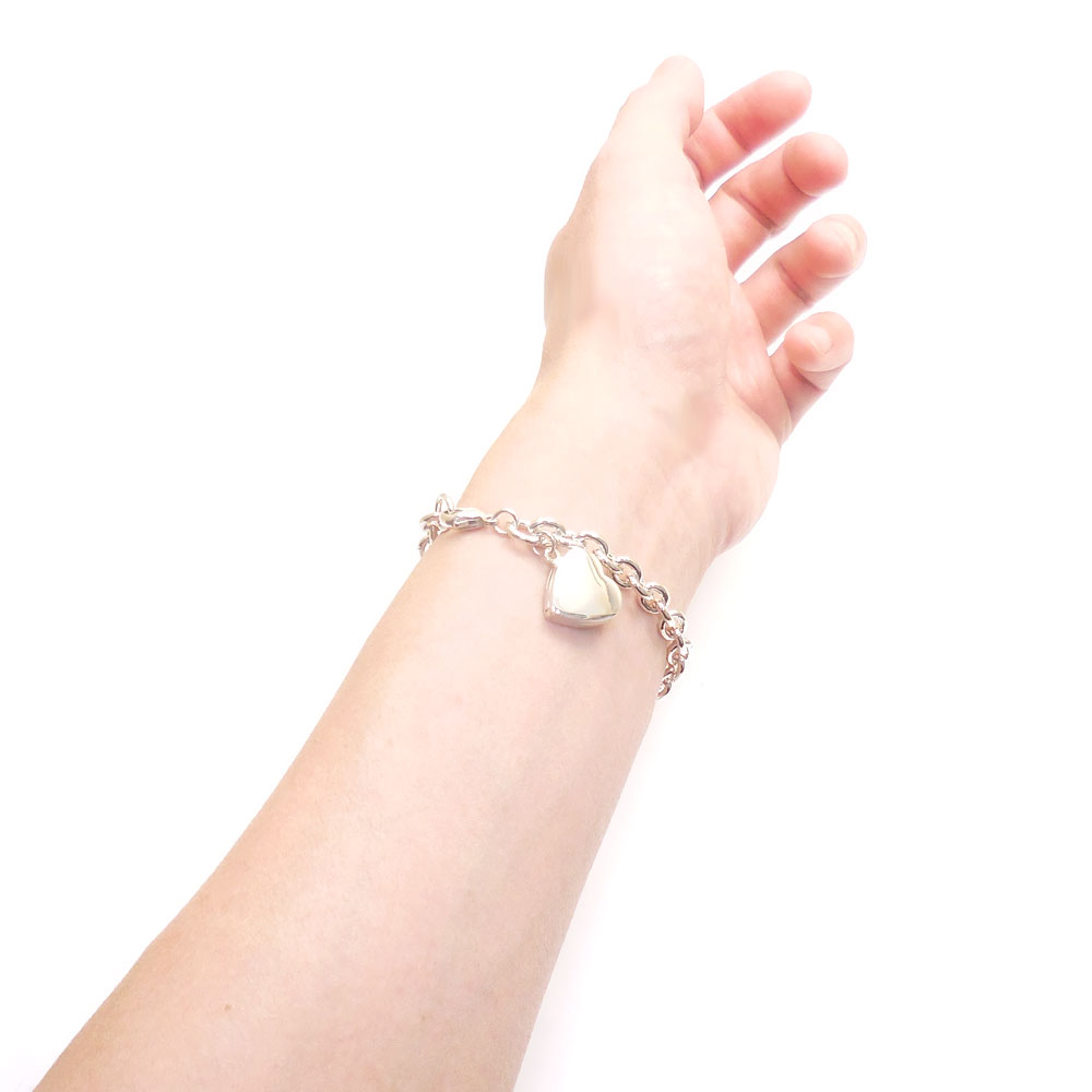 シルバーブレスレット：ハートチャーム