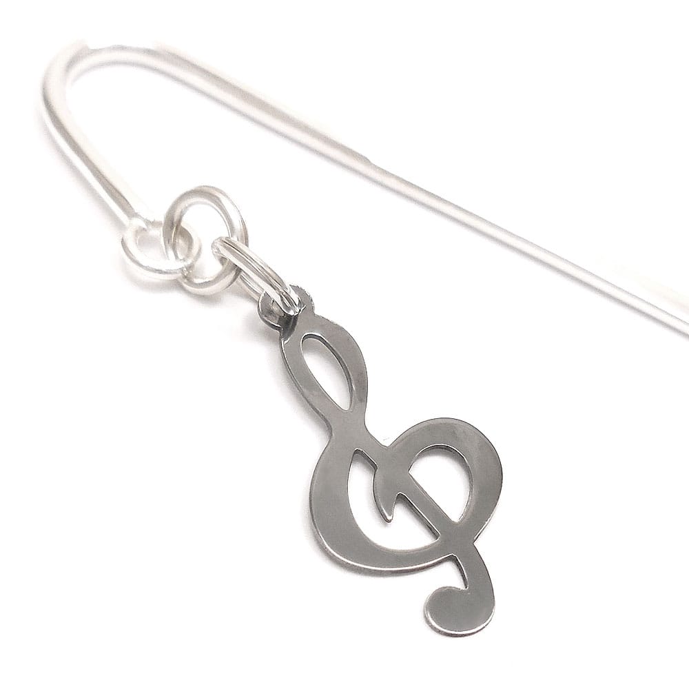 ト音記号チャームのシルバーブックマーカー