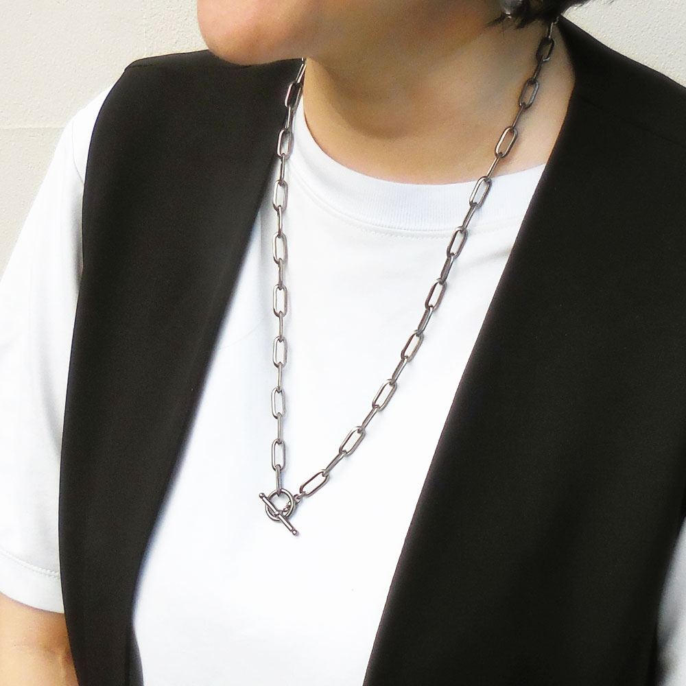 シルバーネックレス：マンテル：ブラックルテニウムメッキ