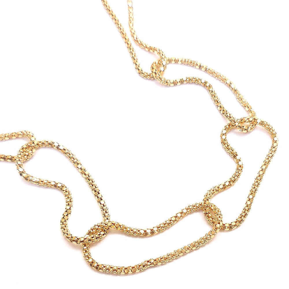 シルバーロングネックレス：ソフトチェーン