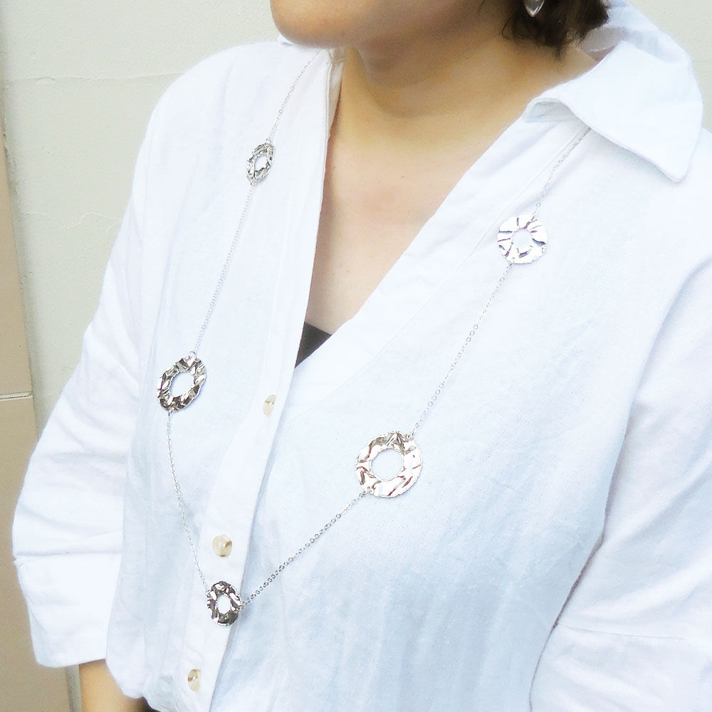 シルバーロングネックレス：ドーナツステーション