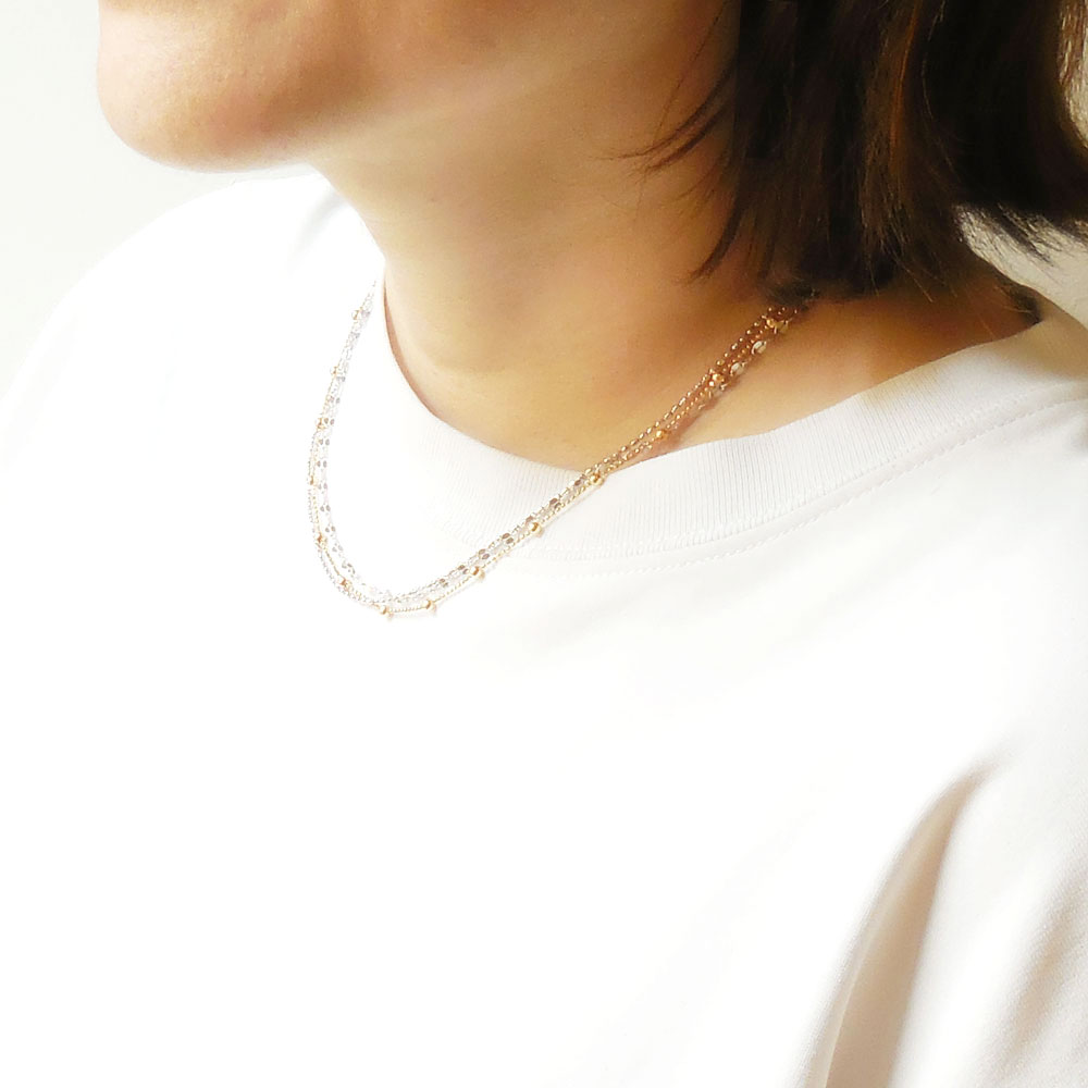 シルバーネックレス：3連デザインチェーン