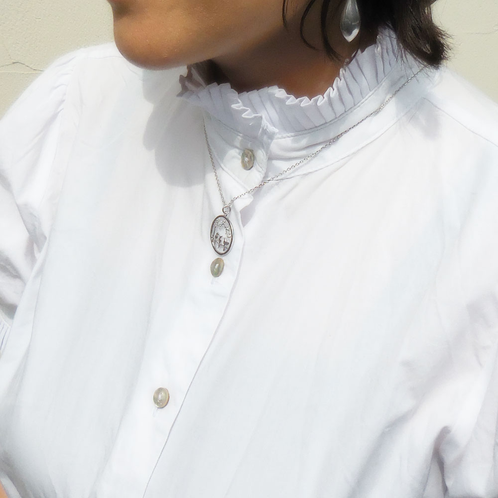 シルバーペンダントネックレス：透かしバードデザイン