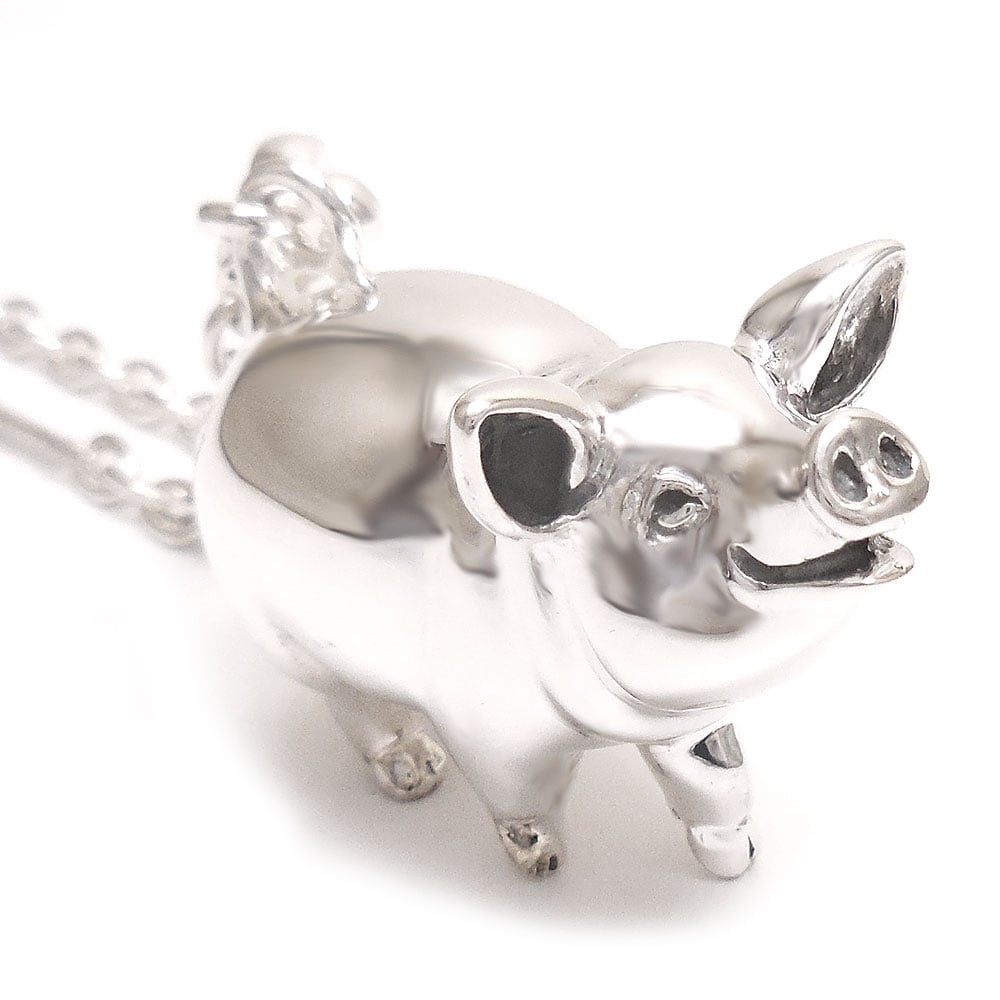 サツルノ：シルバーキーホルダー：ブタ