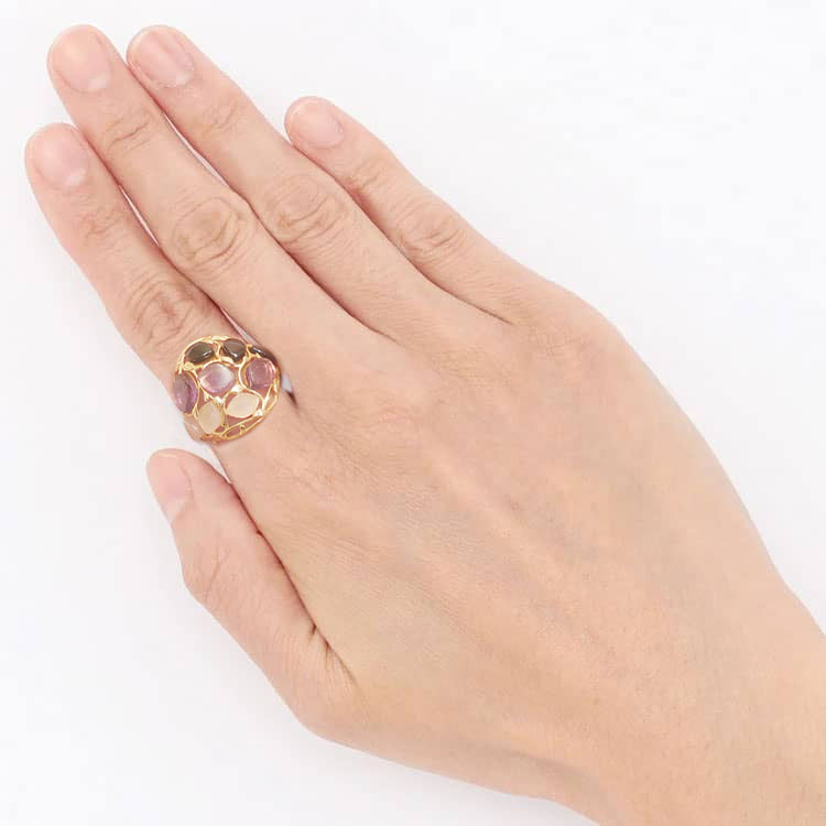 シルバーリング：琥珀・アメジスト・ローズクォーツ