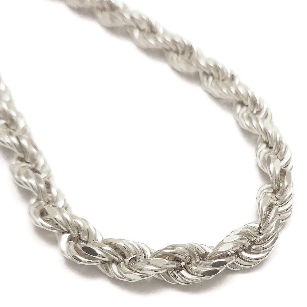 シルバーロングネックレス：パイプロープ風チェーン