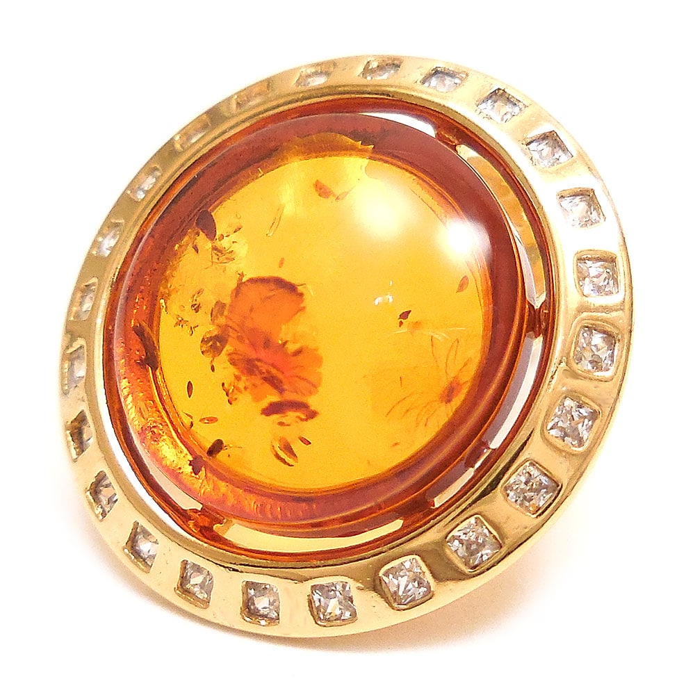 シルバーピアス：琥珀