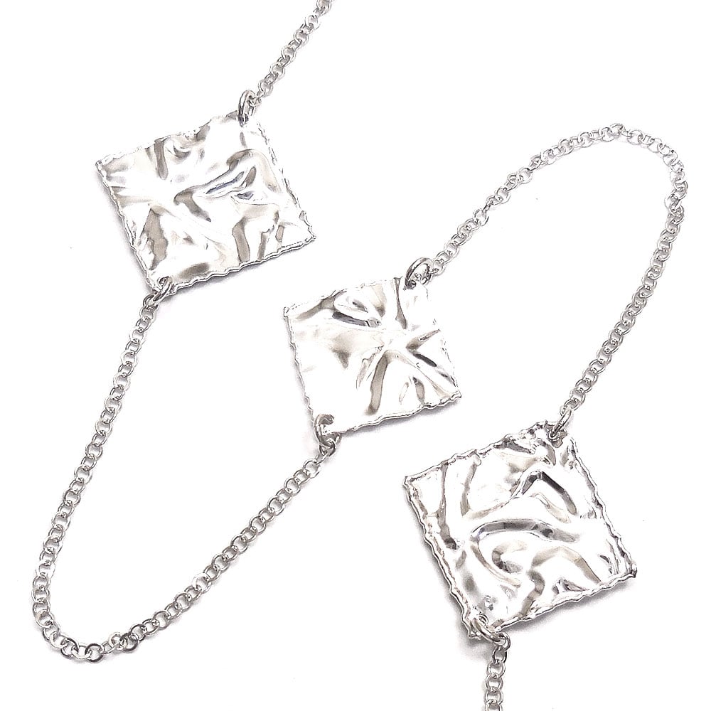 シルバーロングネックレス：スクエアステーション