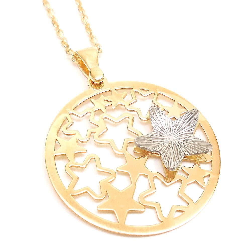 シルバーペンダントネックレス：透かしスターデザイン