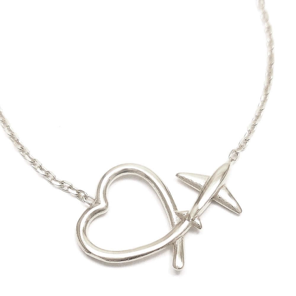 ハート飛行機雲のシルバーネックレス