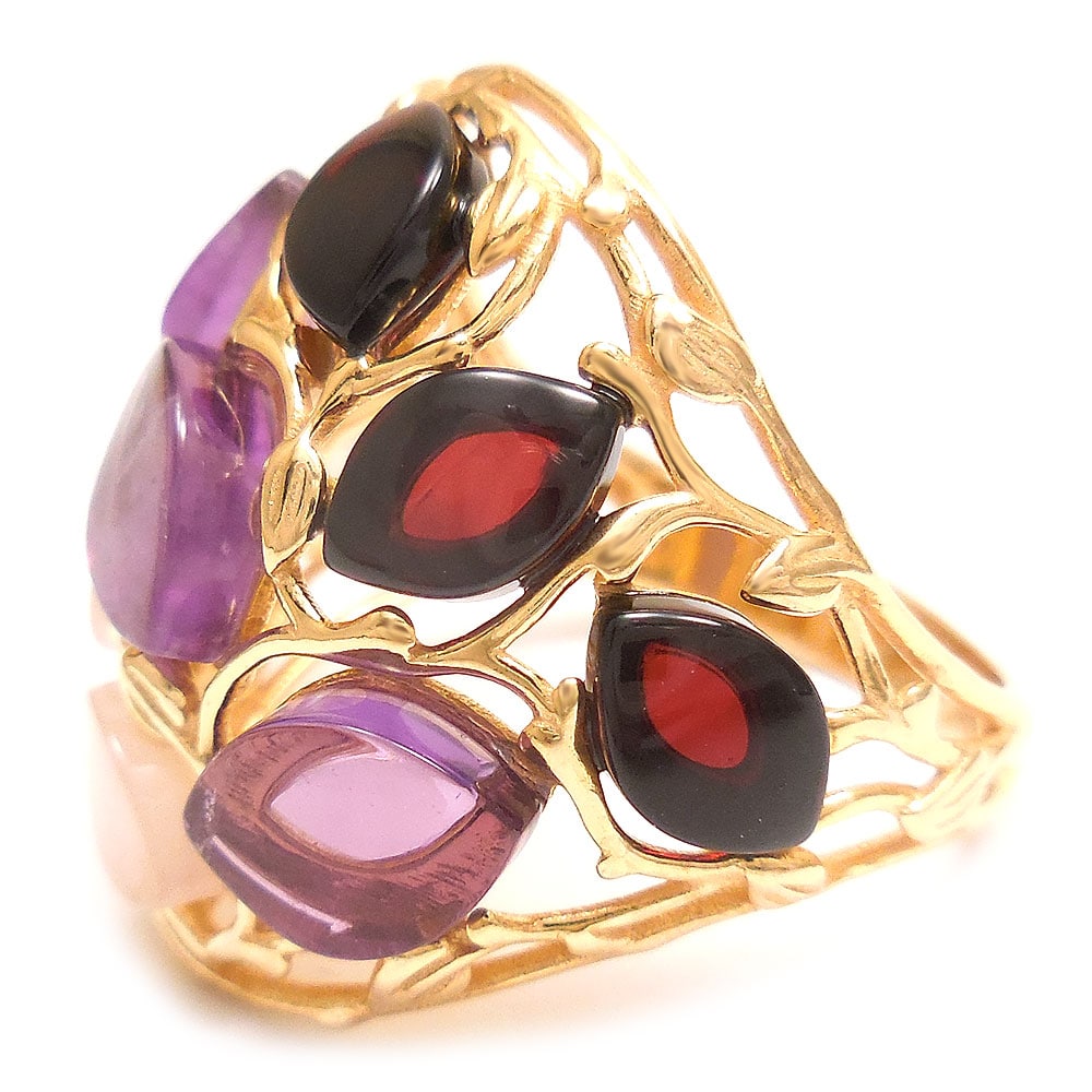 シルバーリング：琥珀・アメジスト・ローズクォーツ