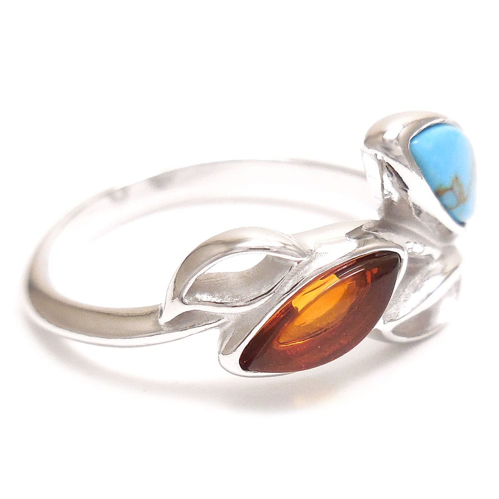 シルバーリング：琥珀・ターコイズ