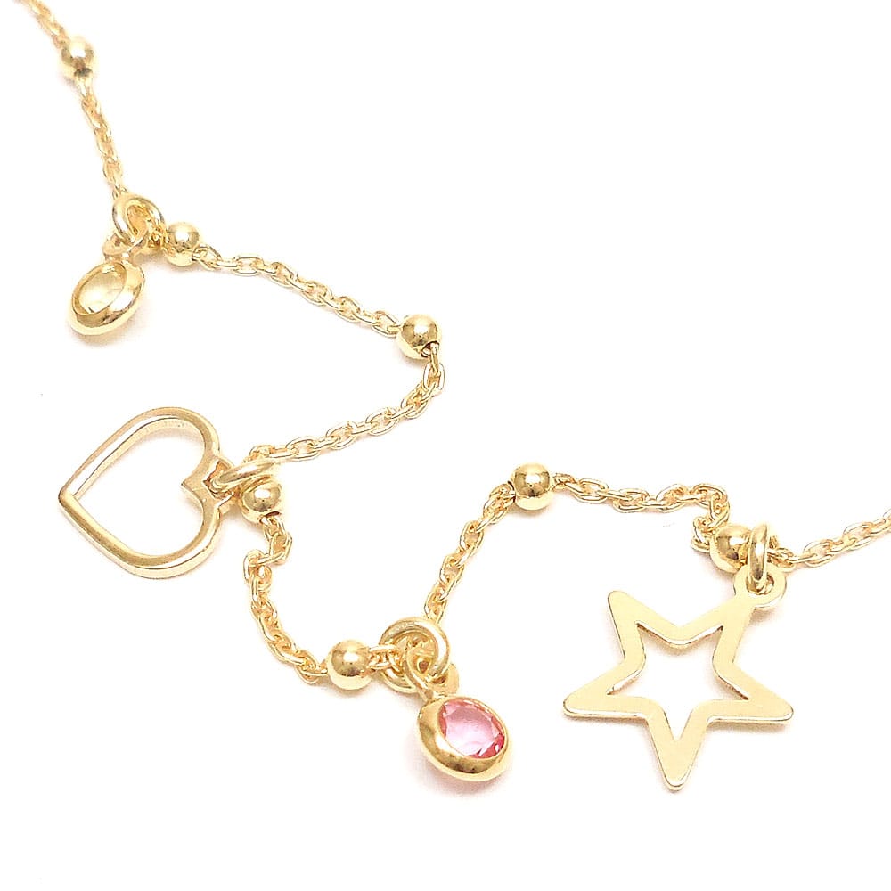 シルバーネックレス：ミニチャーム＆クリスタルガラス