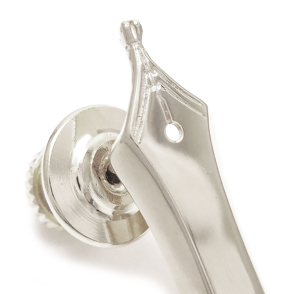 万年筆ペン先のシルバーピンブローチ