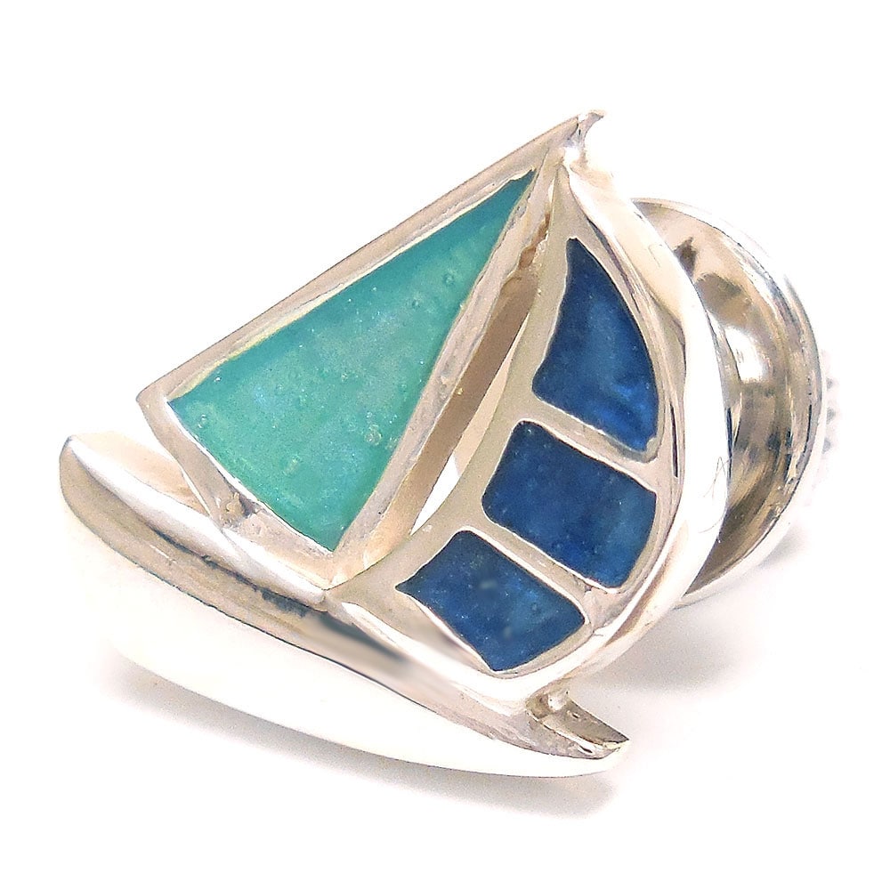 ヨットのシルバーピンブローチ