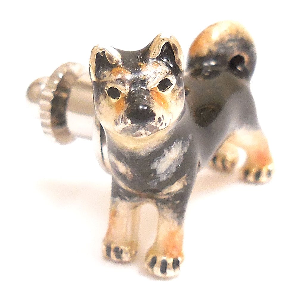 柴犬のシルバーピンブローチ