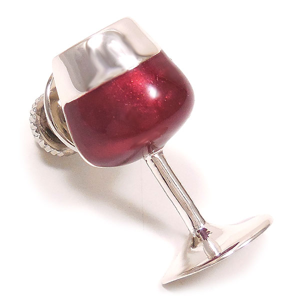 サツルノ：赤ワインのシルバーピンブローチ