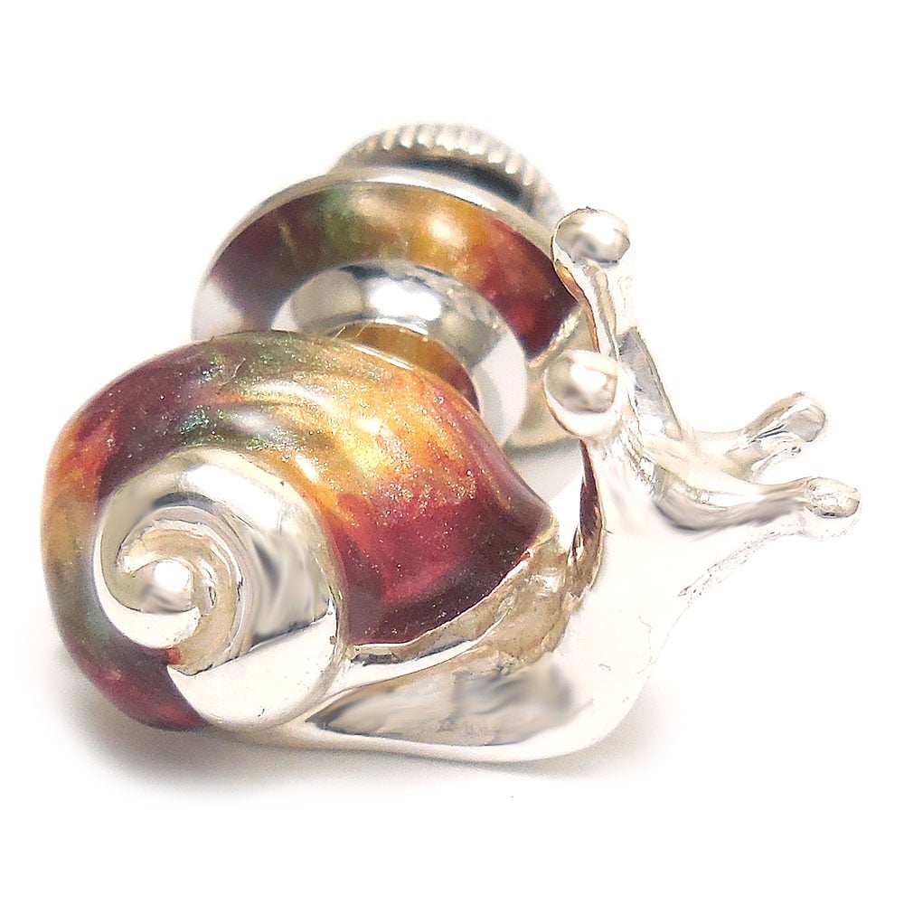 カタツムリのシルバーピンブローチ