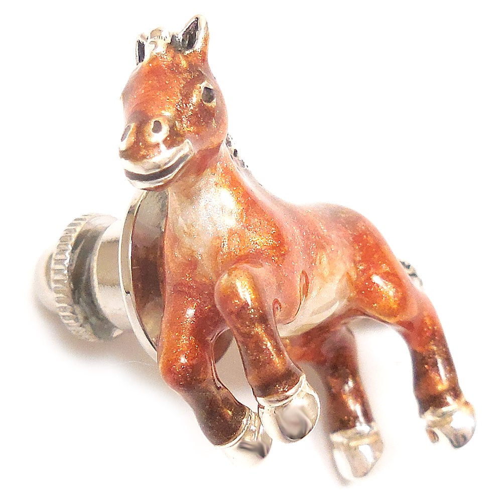 馬のシルバーピンブローチ