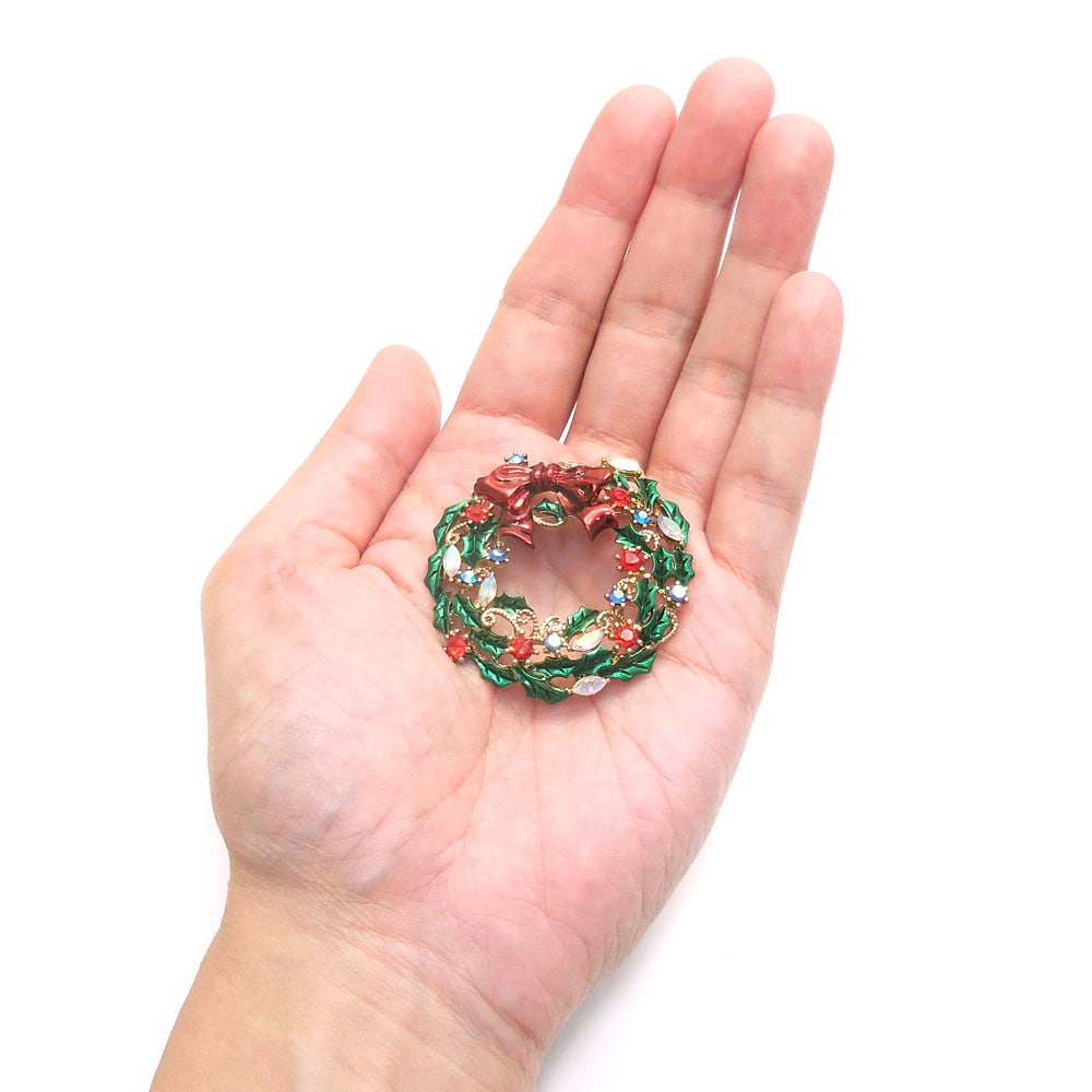 クリスマスリースのブローチ