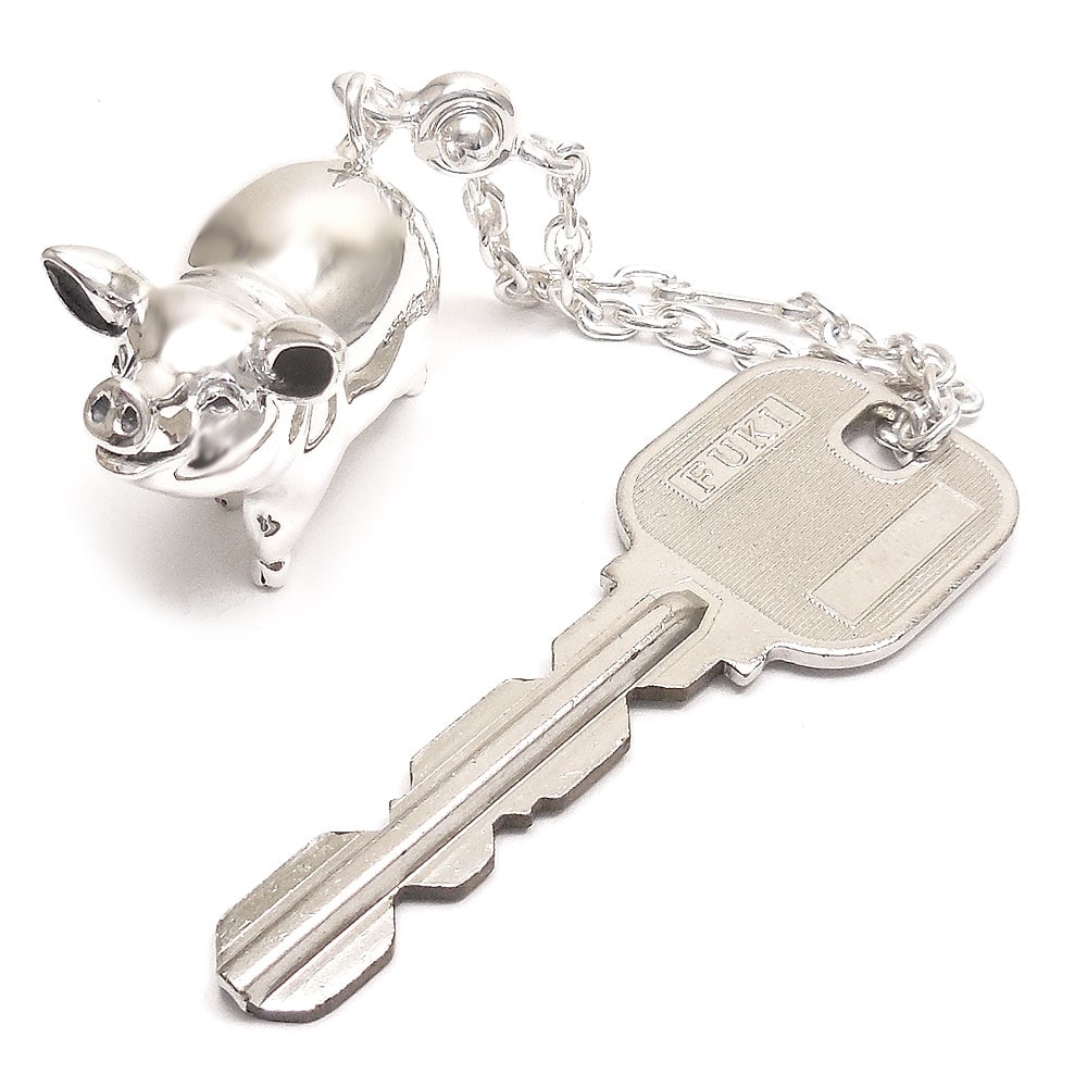 サツルノ：シルバーキーホルダー：ブタ