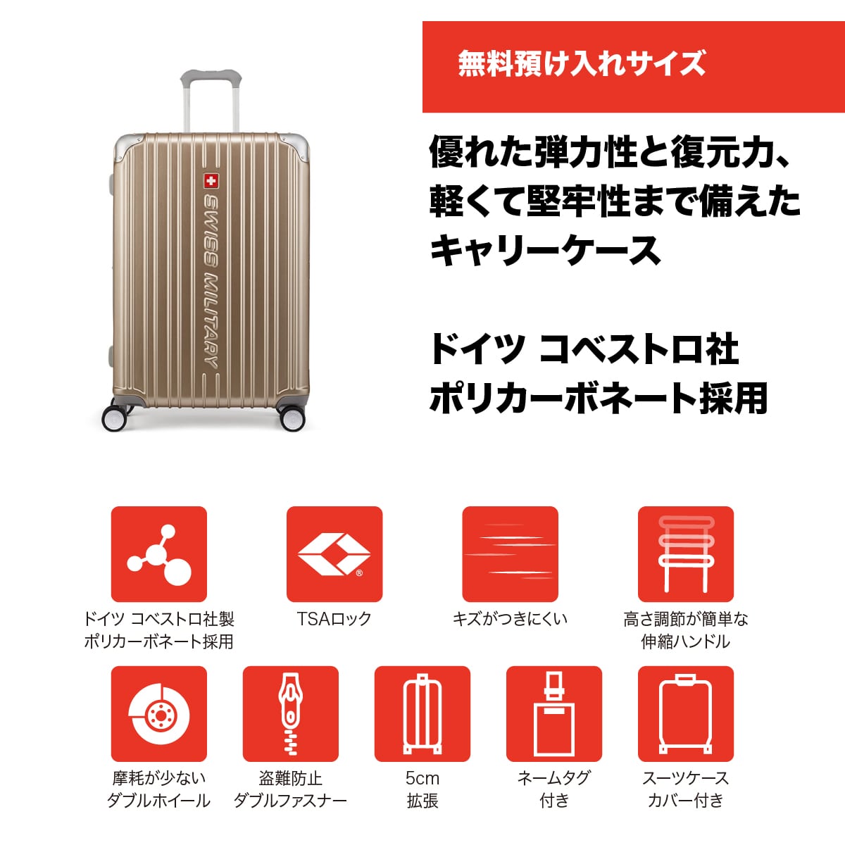 玄関先迄納品 0017 SWISS スーツケース等5点 スイスミリタリー