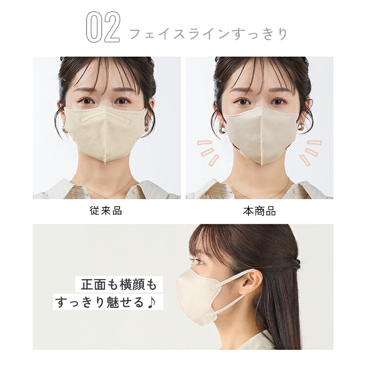 10枚】FASHIONABLE MASK 立体 ふつうサイズ 10枚入 RN-FA10SW ホワイト