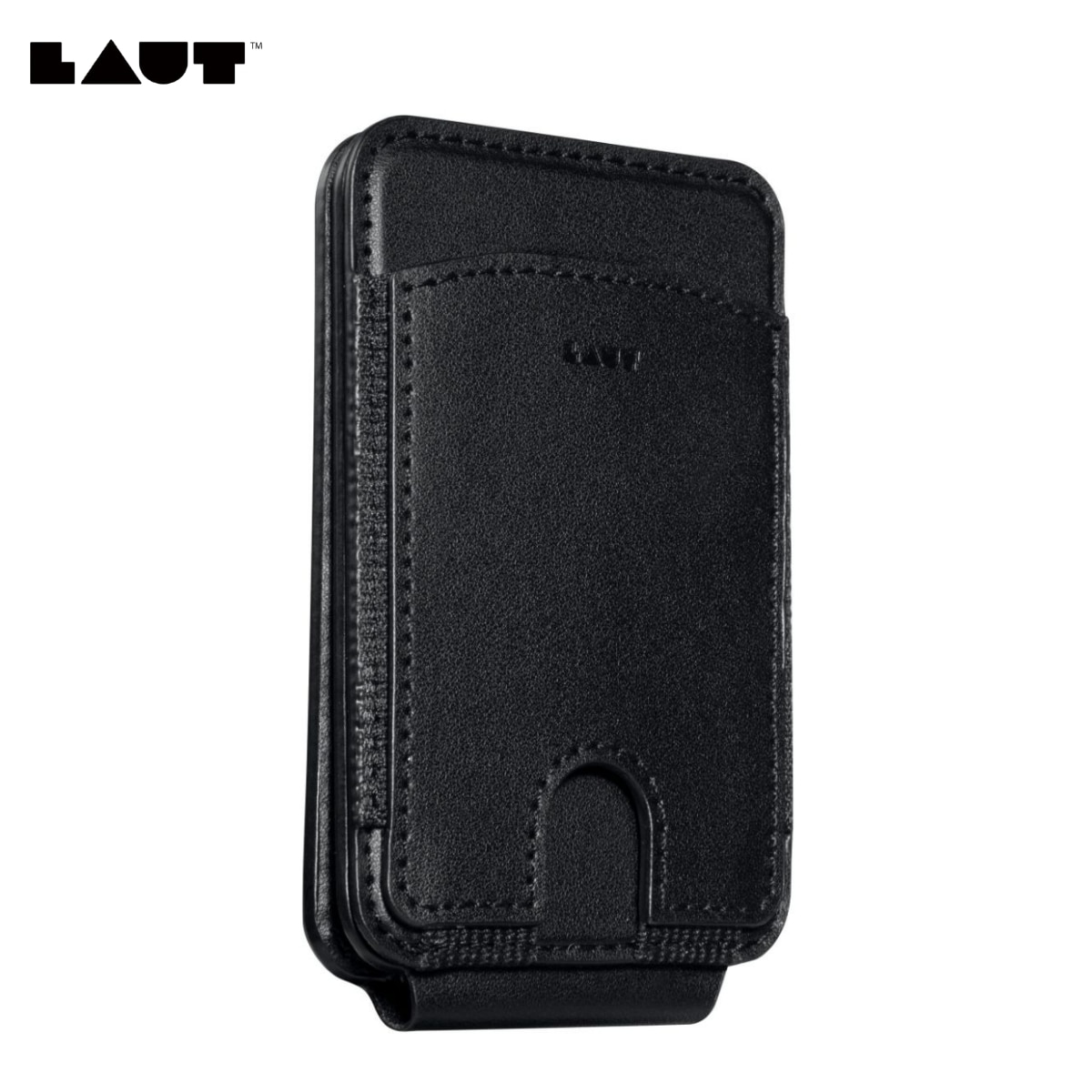 MagSafe対応 カードウォレット Black(ブラック) メタルリング付属 LAUT[ラウト] MAGADD Card Wallet for MagSafe (L_MAG_CW_BK)