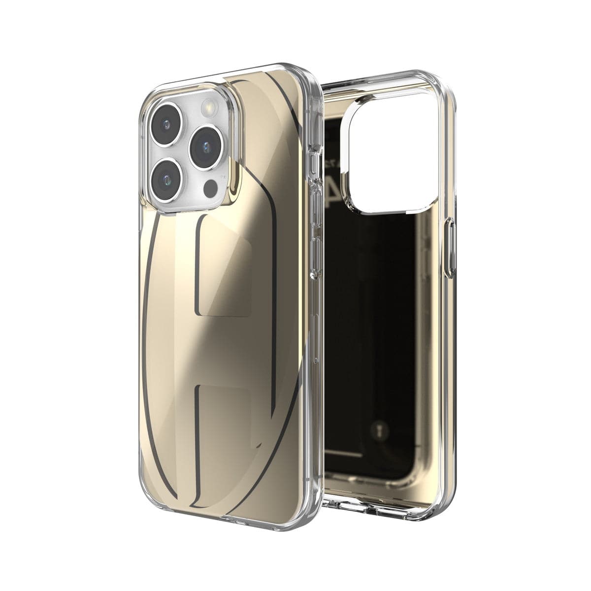 DIESEL iPhone15Proケース Oval D Clear ゴールド
