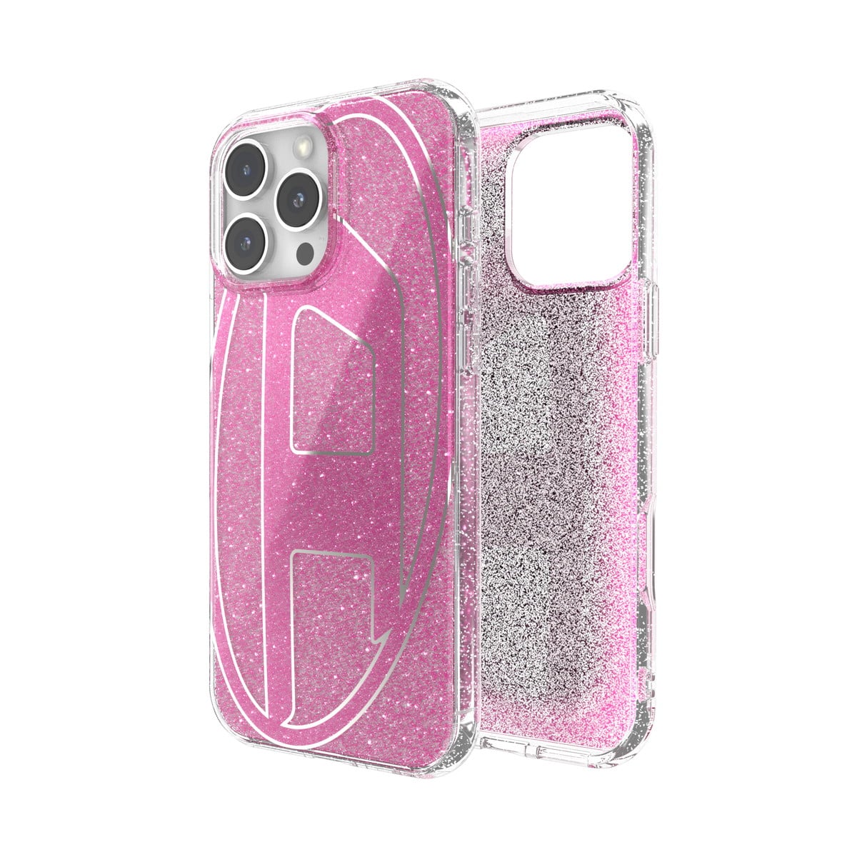 【国内発送】DIESEL＊「D」グリッター iPhone 16Pro Maxケース iPhone 16 Pro Diesel Oval D Mirror Clear Case FW24 clear