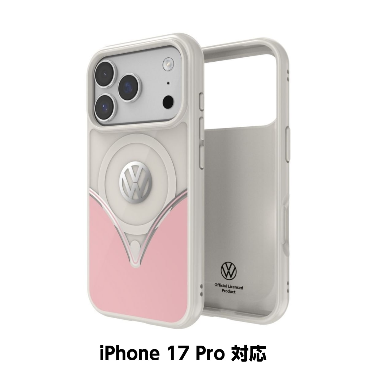 Volkswagen[フォルクスワーゲン] iPhone 17 Pro ケース スマホケース MagSafe対応 ストラップホールあり Powder Pink(パウダーピンク) Pink/White ピンク/ホワイト