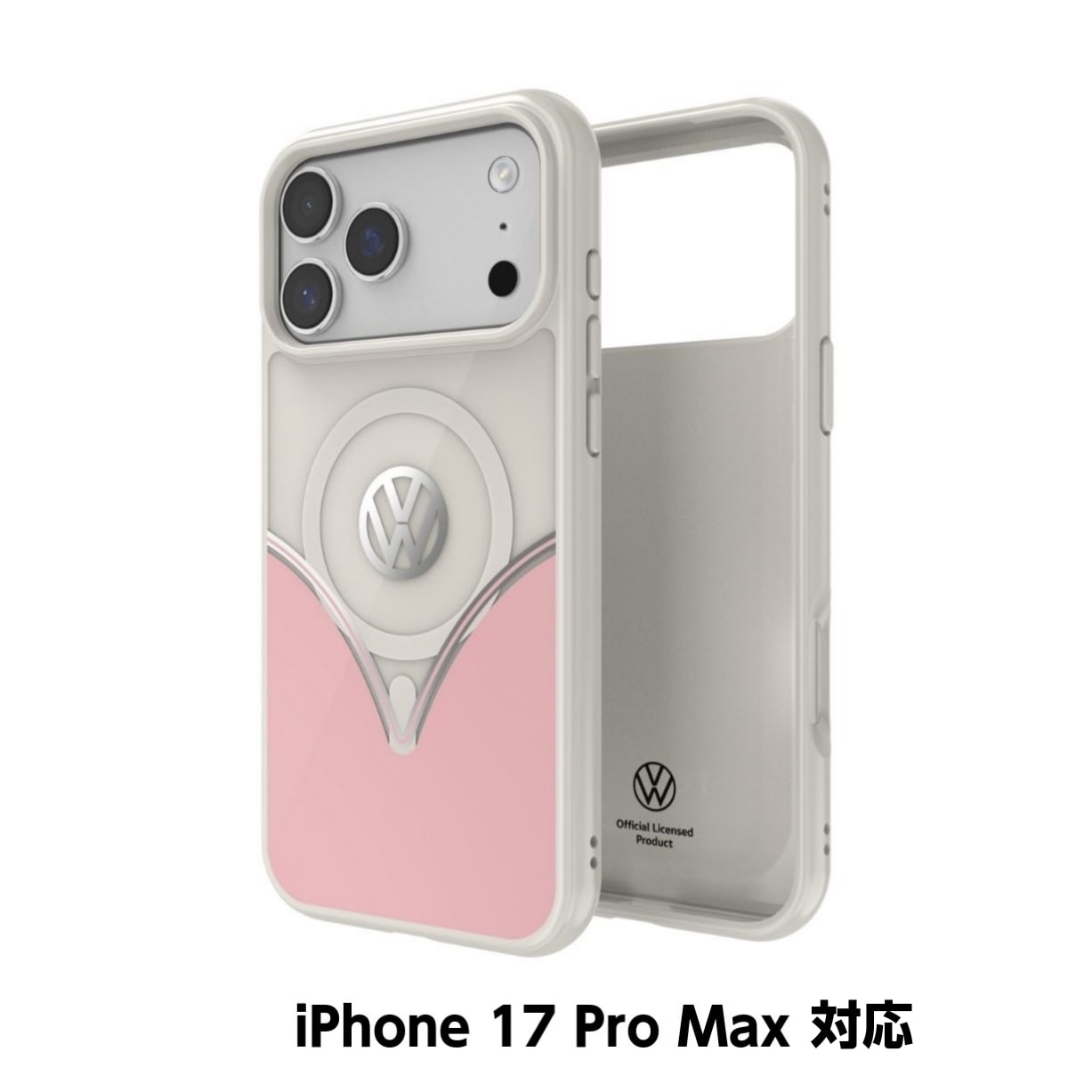Volkswagen[フォルクスワーゲン] iPhone 17 Pro Max ケース スマホケース MagSafe対応 ストラップホールあり Powder Pink(パウダーピンク) Pink/White ピンク/ホワイト