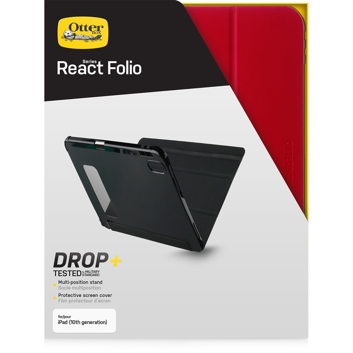 iPad[第10世代]ケース React Folio 耐衝撃 レッド/ブラック