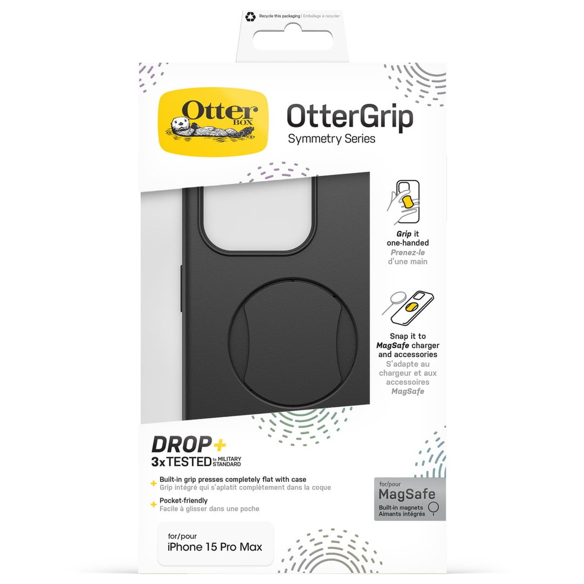 iPhone 15 Pro Max ケース OtterGrip Symmetry 耐衝撃 MILスペック グリップ付 MagSafe ブラック 77-93170 OtterBox オッターボックス ≪特価!≫ (77-93170)