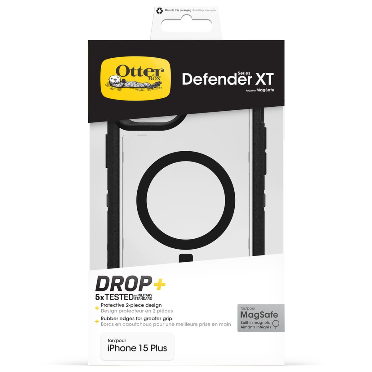 iPhone 15 Plus ケース Defender XT Clear 耐衝撃 MILスペック MagSafe ダークサイド 77-93290 OtterBox オッターボックス ≪特価!≫ (77-93290)