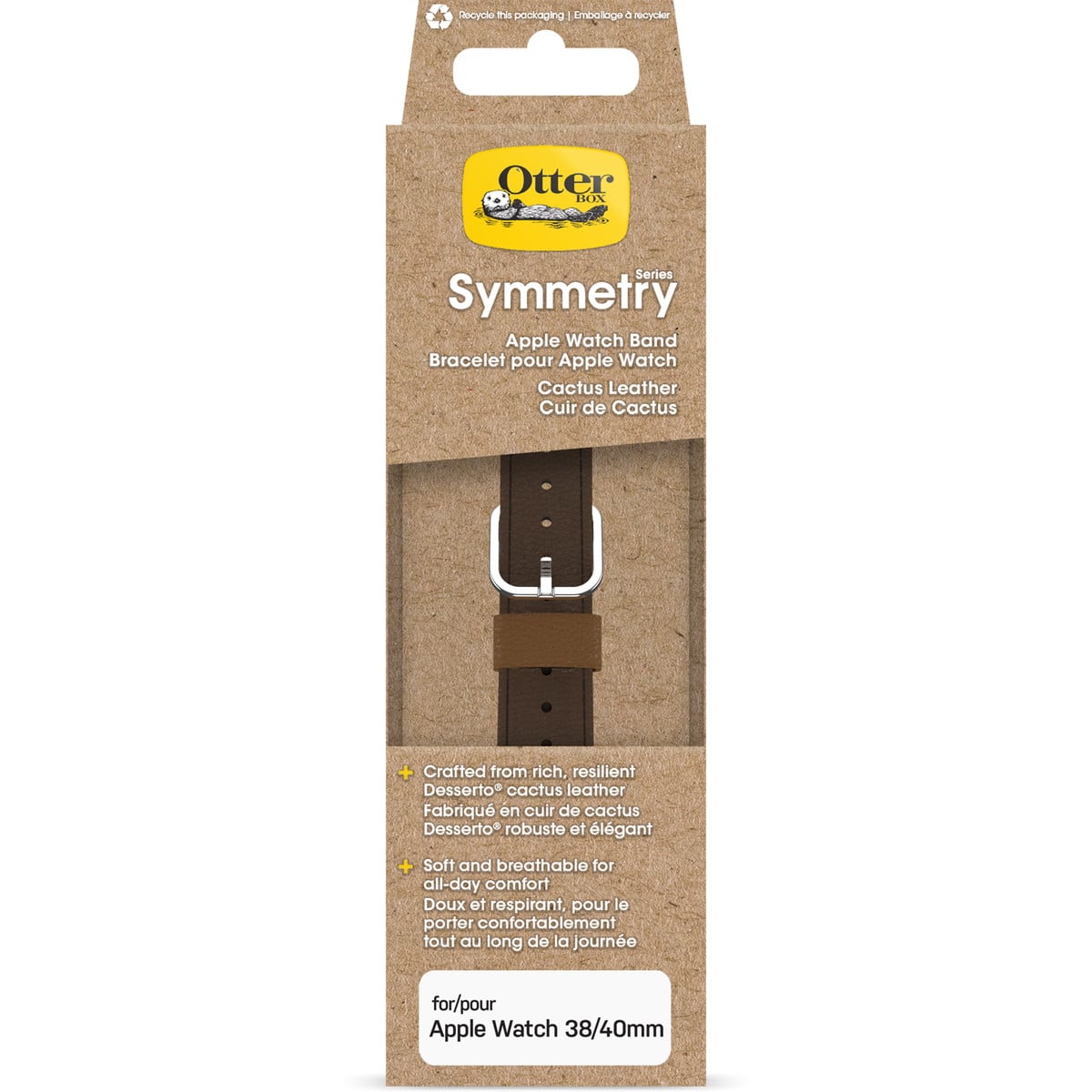 Apple Watchバンド (42/41/40/38mm) ブラウン サボテンレザー フェイクレザー 色あせや傷に強い 通気性が良く快適 77-95606 OtterBox オッターボックス (77-95606)