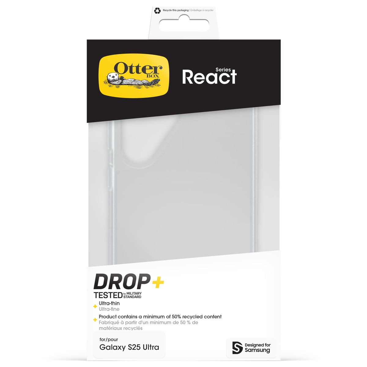 Galaxy S25 Ultra スマホケース スマホカバー React 薄型設計 耐衝撃 クリア (77-97500) クリア