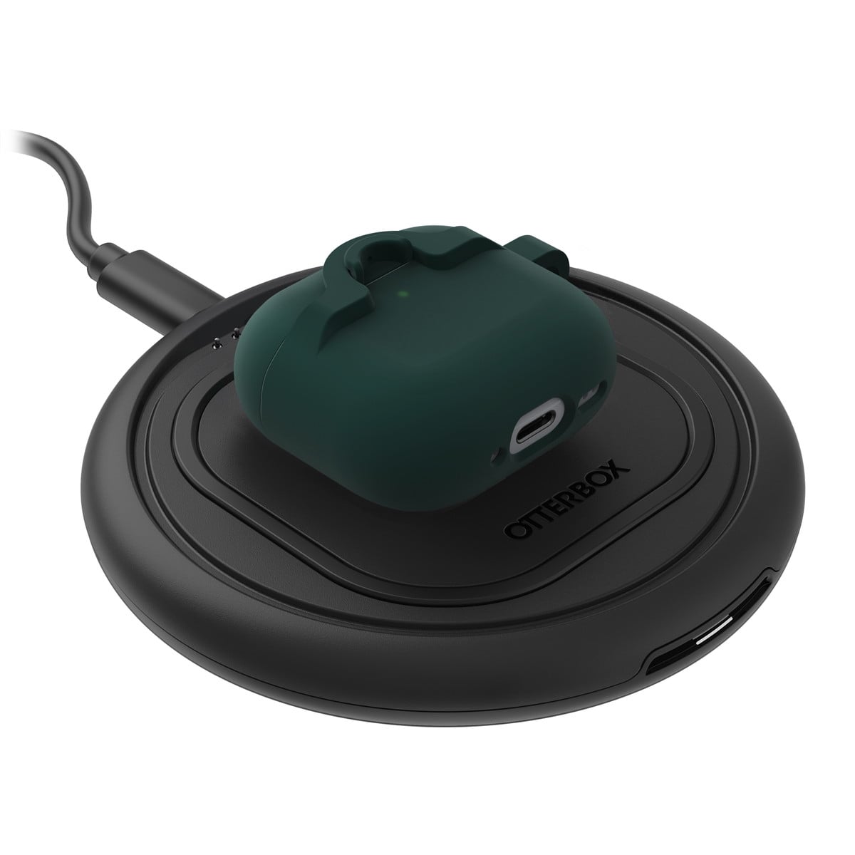 AirPods(第4世代)ケース ワイヤレス充電対応 耐衝撃 カラビナ付き グリーン 深緑 ジュビリー (77-97893) グリーン