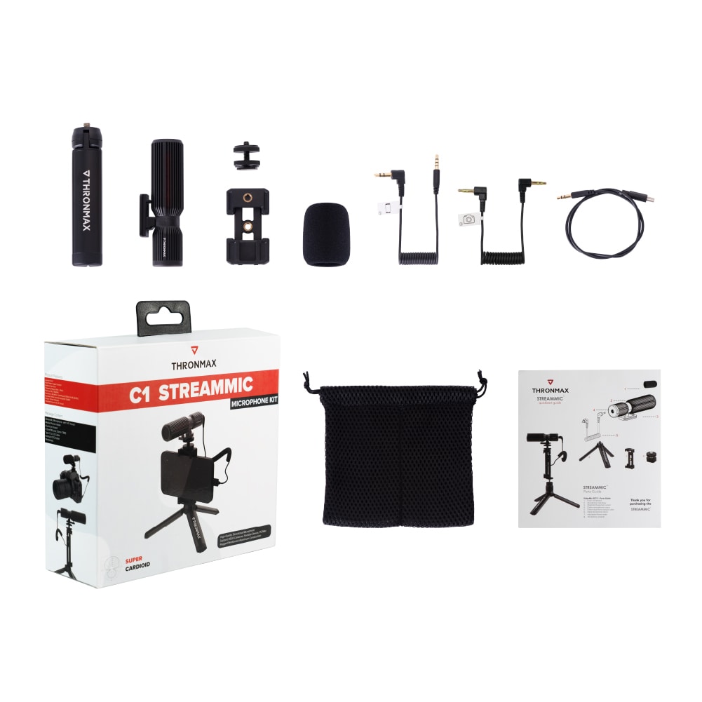 マイクセット スマホ&カメラ対応 スタンド付マイクロフォン  3脚スタンド ストリームマイク マイクロフォンキット Thronmax[スロンマックス] STREAMMIC Microphone Kit (MG-C1) ブラック