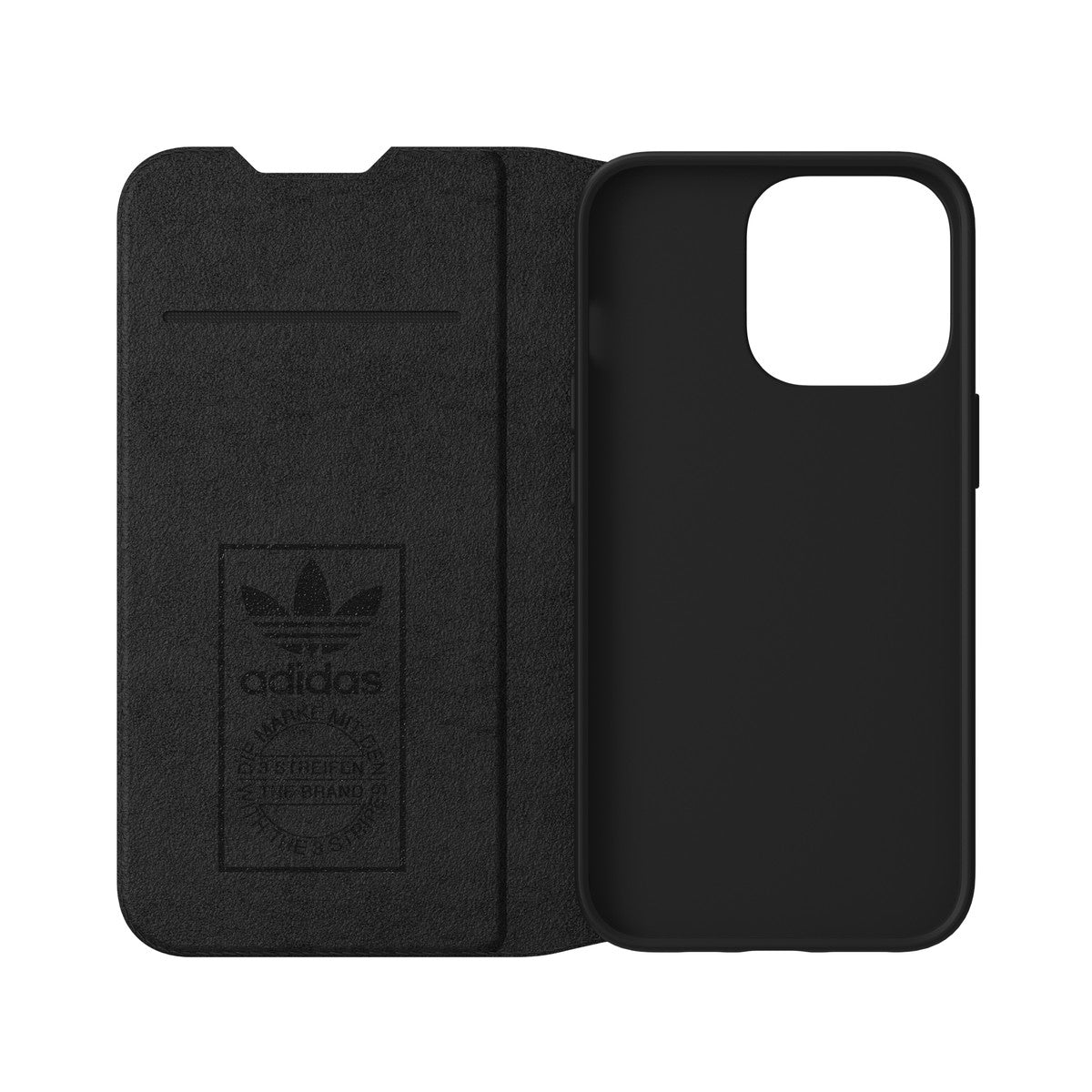 adidas Originals[アディダス オリジナルス] iPhone 14 Pro スマホケース スマホカバー BOOKLET Black/White 手帳型 SAMBAシリーズモチーフ カードスリット ブラック/ホワイト ≪特価！≫ (50196(GC2941))