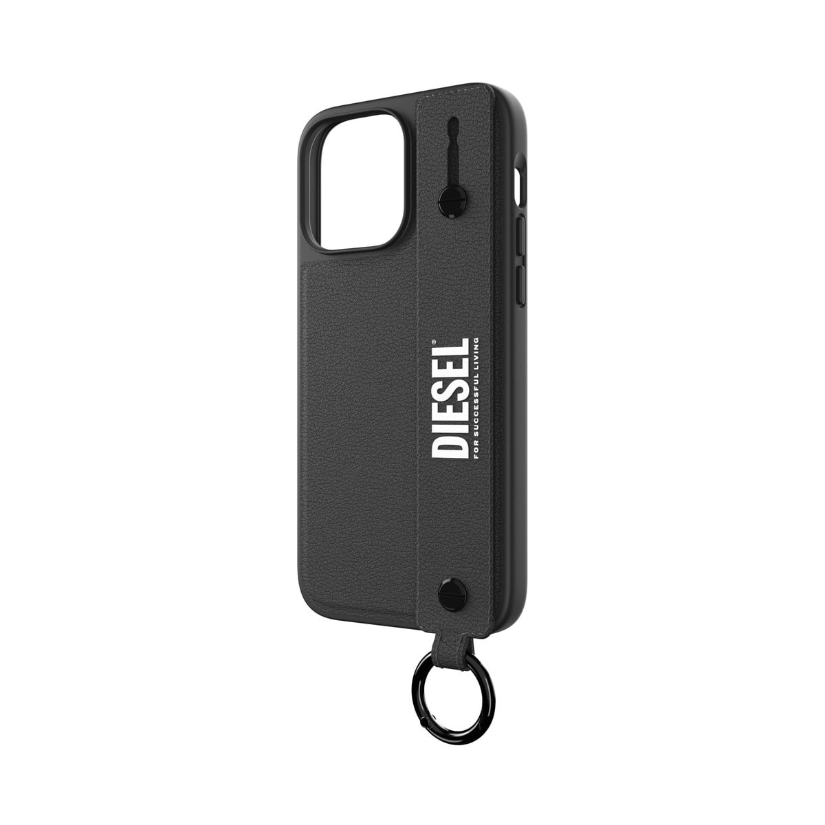 iPhone14ProMaxケース Leather Handstrap Case ブラック/ホワイト