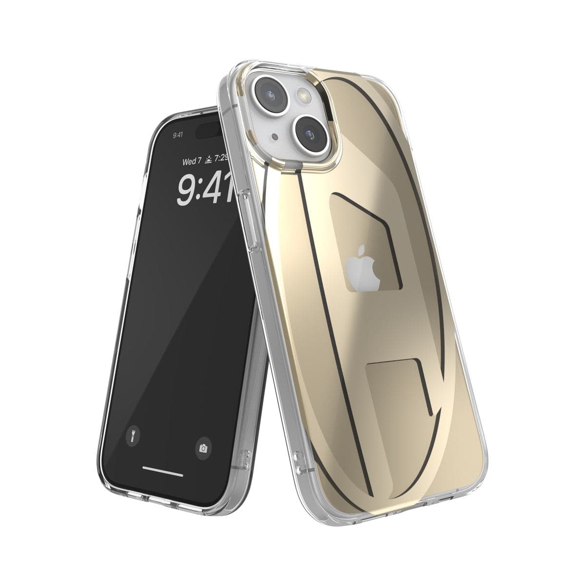 DIESEL[ディーゼル] iPhone 15 case Oval D Clear Gold スマホケース スマホカバー オーバルD ロゴ  ミラーデザイン メタリック ゴールド (54088)