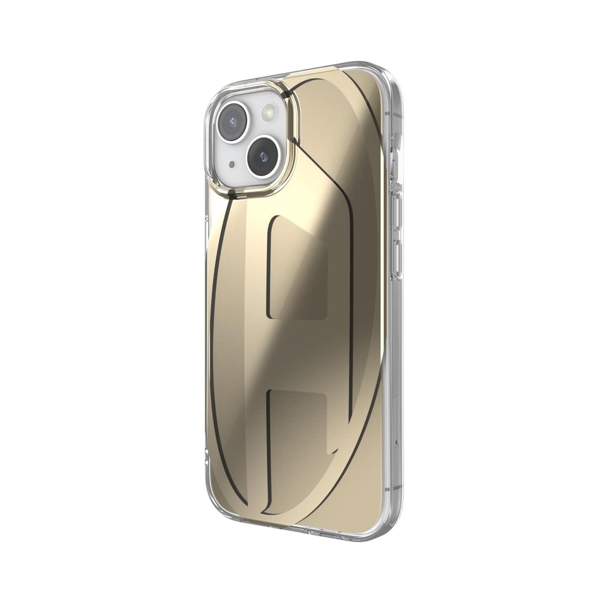 DIESEL[ディーゼル] iPhone 15 case Oval D Clear Gold スマホケース スマホカバー オーバルD ロゴ  ミラーデザイン メタリック ゴールド (54088)