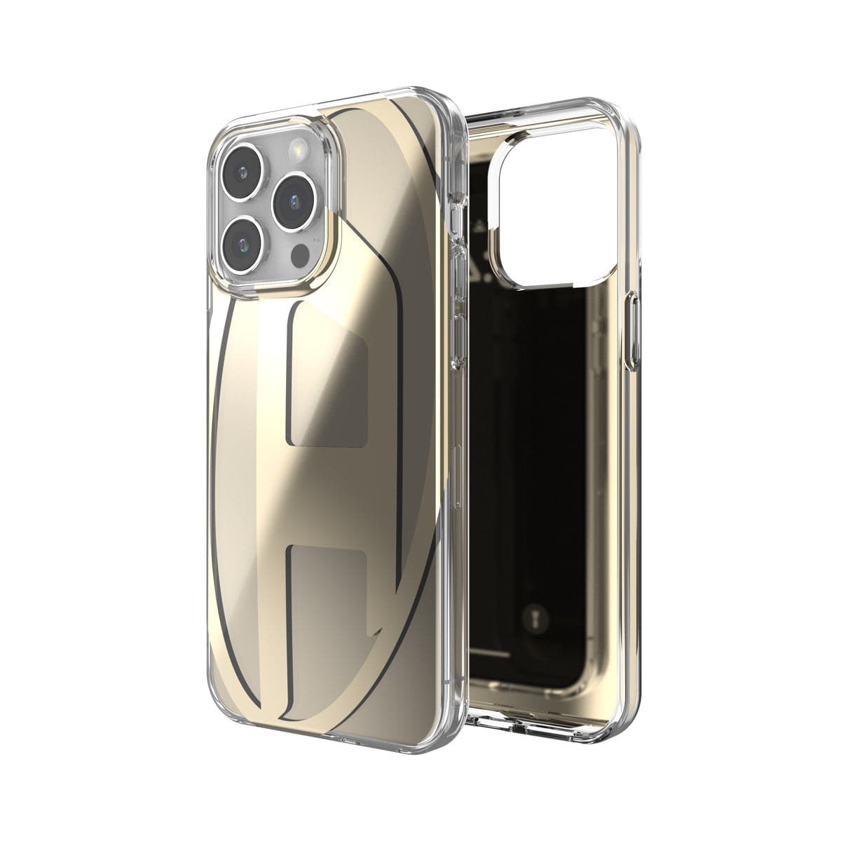 DIESEL iPhone15ProMaxケース Oval D Clear ゴールド