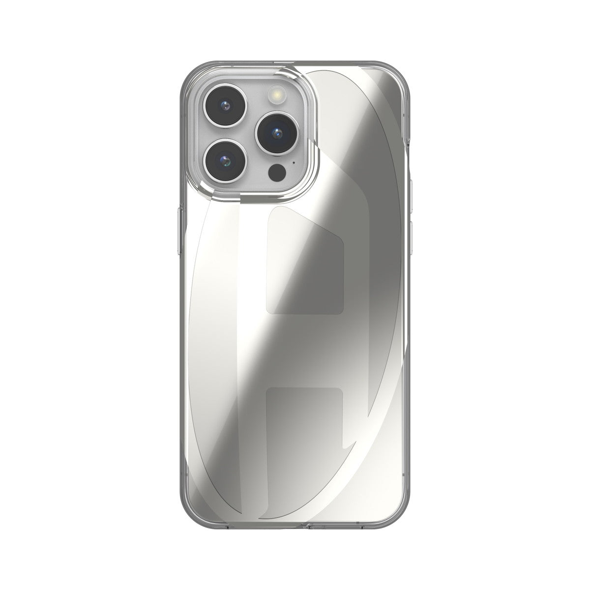 DIESEL iPhone15ProMaxケース Oval D Clear シルバーメタリック