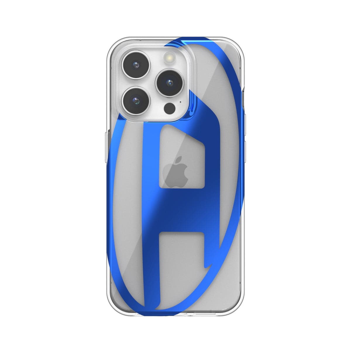 DIESEL iPhone15Proケース Oval D Clear ブルーメタリック