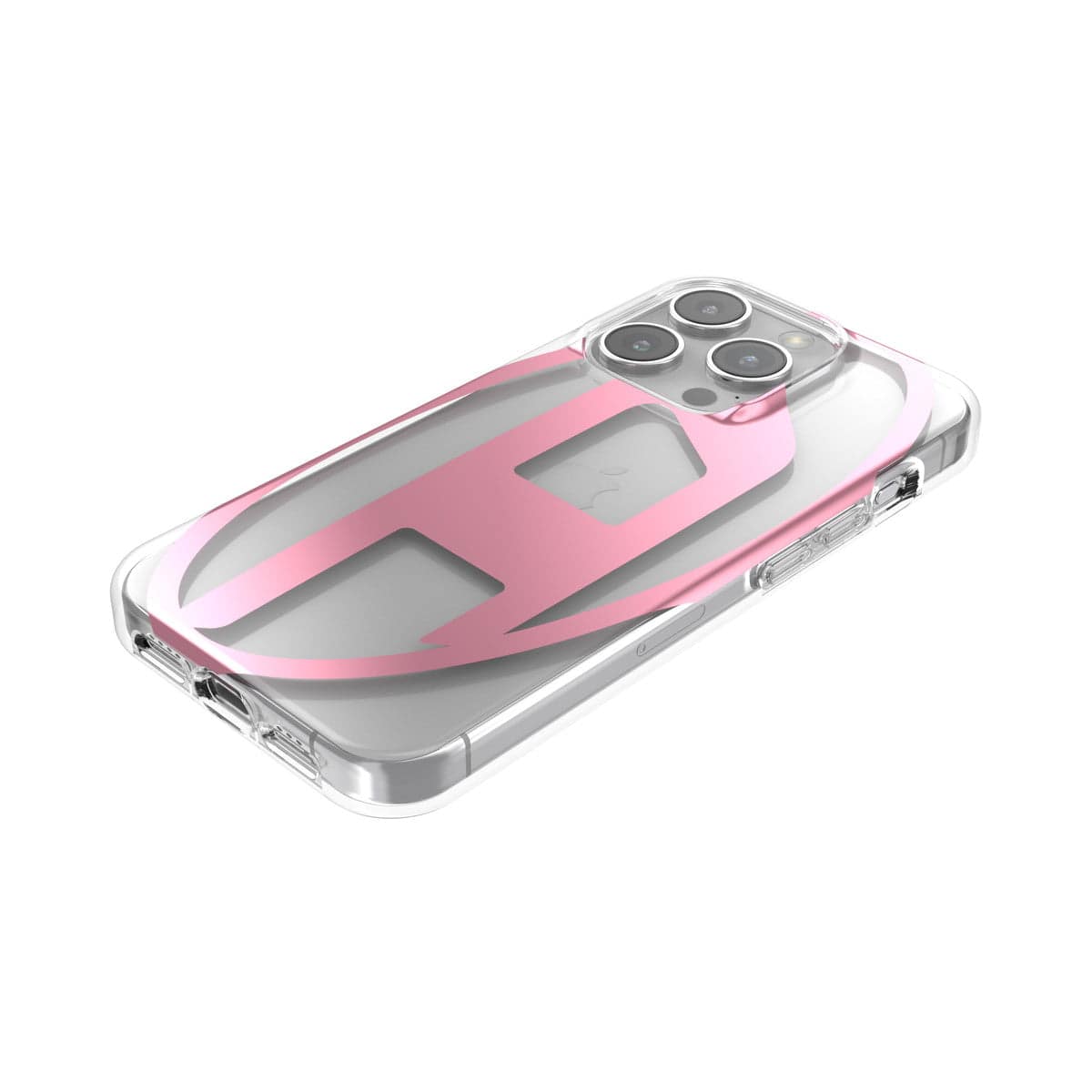 お待たせ! iPhone15Proケース DIESEL Oval ピンクメタリック Clear D iPhoneアクセサリー